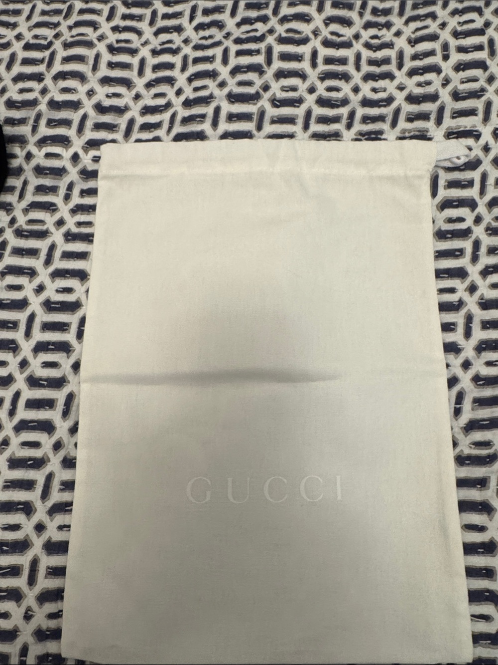 Gucci Cream Drawstring Dust Bag with Embossed Logo